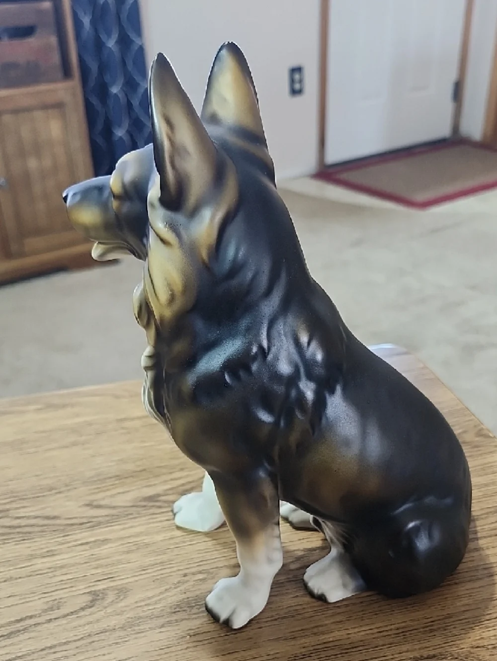 Beautiful, Large ceramic statue German Shepherd Dog Figurine Black & Tan puppy